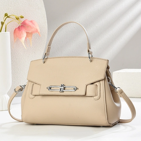 Damen Lychee-Muster PU-Leder Handtasche Elegante Top-Handle Umhängetasche Mit Abnehmbarem Schultergurt Alltag Büro Tote