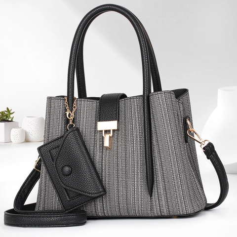Borsa A Mano Donna Trama Intrecciata Pelle PU Tote Borsa A Tracolla Con Pochette Rimovibile Elegante Versatile Quotidiana