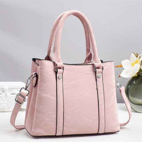 Borsa A Mano Da Donna In Pelle PU Grande Capacità Texture Marmorizzata Retro Tote Con Tracolla Rimovibile
