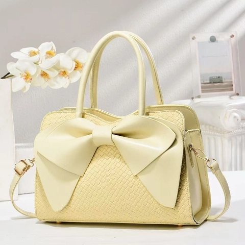 Borsa A Mano Da Donna Con Grande Fiocco Pelle PU Texture Coccodrillo Borsa Tote Con Manico Superiore Tracolla Rimovibile