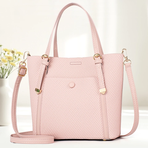 Bolso Tote de Mujer con Textura Tejida Bolso de Mano de Cuero PU Minimalista Bolso de Hombro con Correa Ajustable