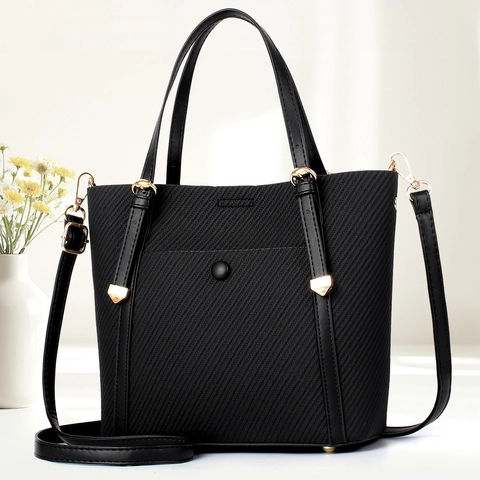 Bolso Tote de Mujer con Textura Tejida Bolso de Mano de Cuero PU Minimalista Bolso de Hombro con Correa Ajustable