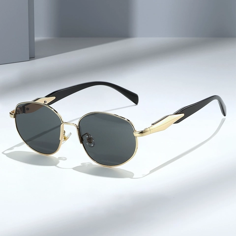 Retro Sunglasses UV400 Metal AC Round Cat Eye Geometric Frame Fashion Sun Glasses For Outdoor Party Streetwear Unisex