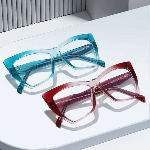 Montature Per Occhiali Cat Eye TR90 Leggere Anti Luce Blu Per Donna Stile Retrò Decorativo