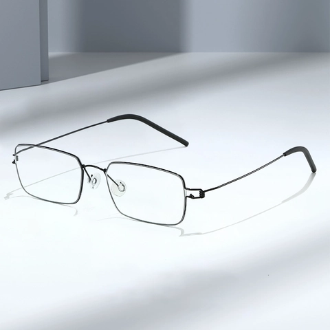 Occhiali Anti Luce Blu Metallo Ultra Leggero Montatura Rettangolare Ottica Lenti Chiare Moda Business Uomo Donna