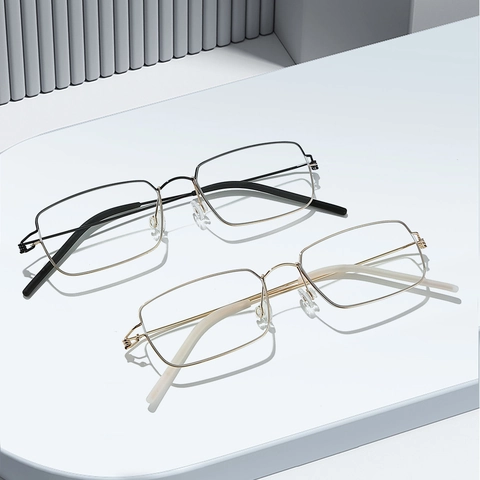 Occhiali Anti Luce Blu Metallo Ultra Leggero Montatura Rettangolare Ottica Lenti Chiare Moda Business Uomo Donna