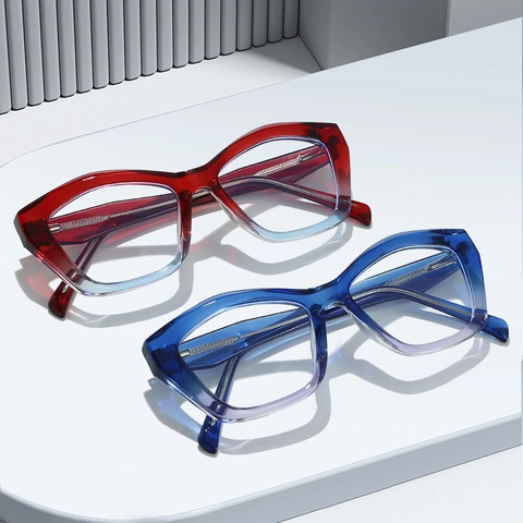 Occhiali Anti Luce Blu Cat Eye Montature Ottiche TR90 Retro Sfumate Moda Per Donna Uomo Cerniera A Molla