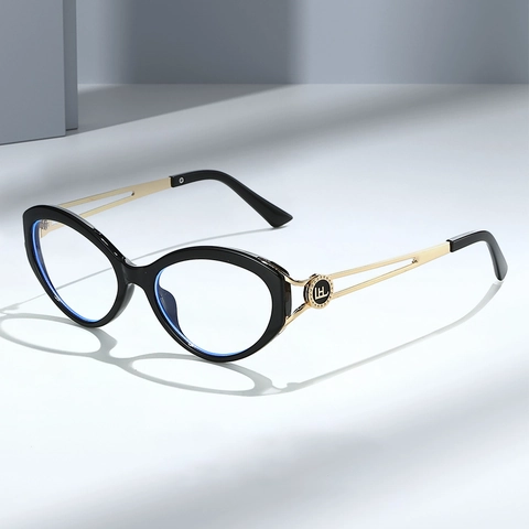 Montatura Per Occhiali Da Vista Gatto Da Donna Anti Luce Blu Plastica Metallo Leggero Retrò Trendy Maculato Lenti Chiare