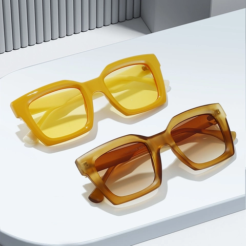 Retro Square Sunglasses Oversized PC Frame UV400 Protection Driving Outdoor Fashion Eyewear Unisex