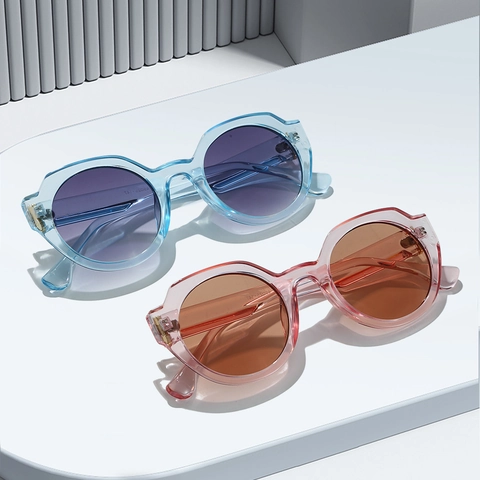 Occhiali Da Sole Rotondi Retro Protezione UV400 Montatura PC Geometrica Lenti AC Cerniera In Metallo Per Uomo Donna