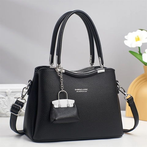 Sac À Main Élégant En Cuir PU Texturé Sac À Bandoulière Avec Mini Charme De Sac Bandoulière Amovible Pour Usage Quotidien