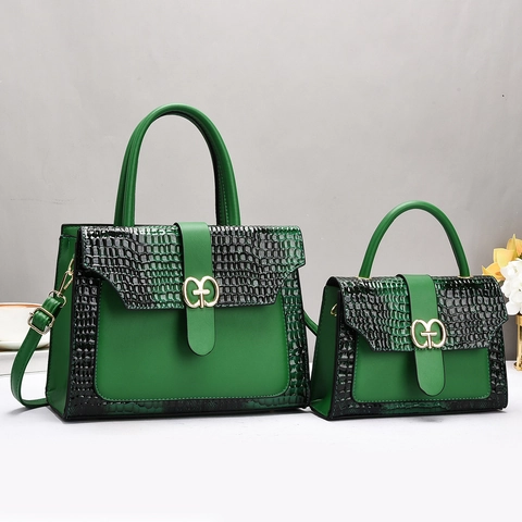 Sac À Main Et Sac À Bandoulière Pour Femme Cuir PU Gaufré Crocodile Patchwork Grande Capacité Sac À Épaule Minimaliste Vintage