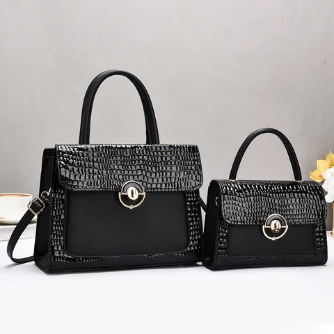 Women Handbag And Small Bag Matte Crocodile Pattern PU Leather Large Capacity Shoulder Tote For Daily Fashion