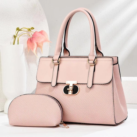 Borsa Tote E Pochette Donna Pelle PU Trama Intrecciata Grande Capacità Tracolla Mano Dettagli Dorati Elegante Chic