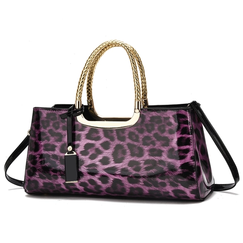 Borsa A Mano In Pelle PU Con Stampa Leopardata Manico In Metallo Intrecciato Oro Retro Borsa A Tracolla Per Donna
