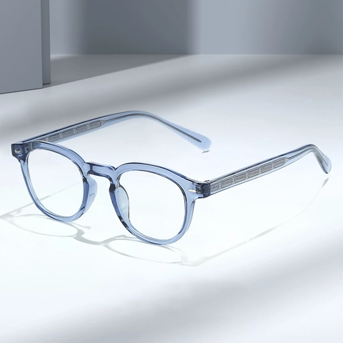 Occhiali Con Montatura Rotonda Retrò TR90 Anti Luce Blu Stile Letterario Per Donne Aste Con Anima In Metallo