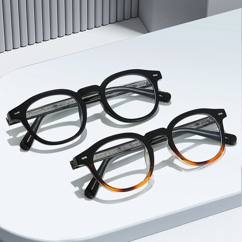 Occhiali Con Montatura Rotonda Retrò TR90 Anti Luce Blu Stile Letterario Per Donne Aste Con Anima In Metallo
