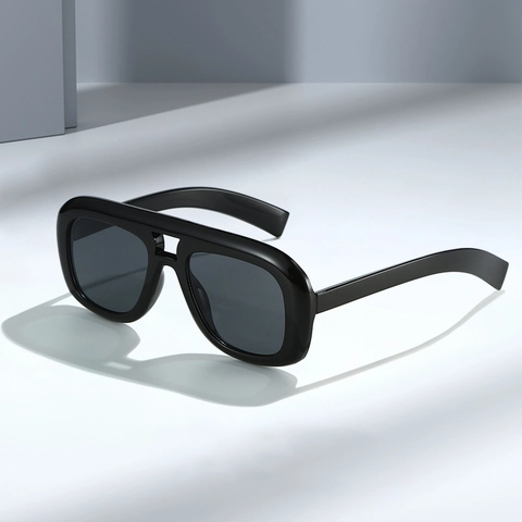 Oversized Zonnebril UV400 Bescherming PC Frame AC Lens Dubbele Brug Retro Mode Buiten Reizen Voor Mannen Vrouwen Unisex