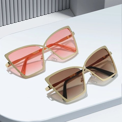 Vlinder Cat Eye Zonnebril Vintage Metalen Frame UV400 Bescherming Buiten Mode Trendy Brillen Unisex