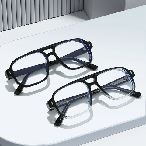 Montature Per Occhiali Aviatore Retro TR90 AC Anti Luce Blu Doppio Ponte Vintage Moda Ottica Unisex