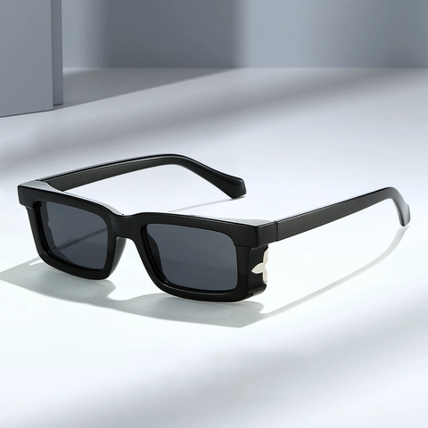 Rechteckige Sonnenbrille Vintage Quadratischer Rahmen UV400 Schutz PC Material Metall Blumendekor Unisex Modische Brillen