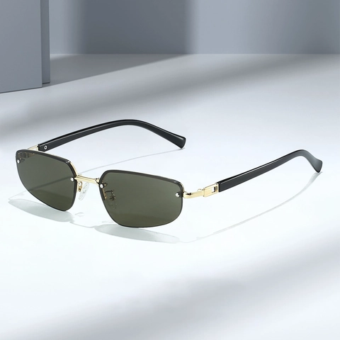 Gafas De Sol Cuadradas Sin Montura Puente Metálico Protección UV400 Ciclismo Al Aire Libre Moda Retro Y2K Unisex