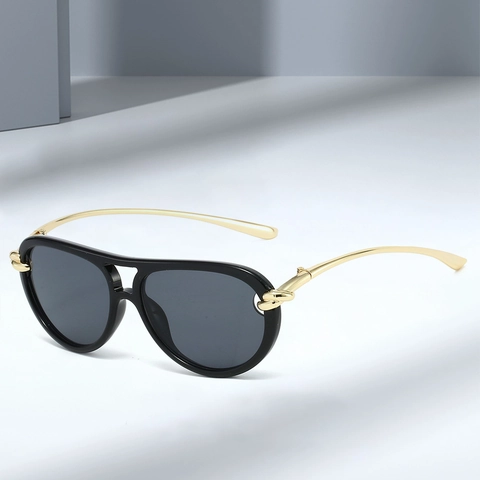 Lunettes De Soleil Aviateur Rétro Femmes Hommes Mode Monture PC Branches Métal Haute Protection UV Luxe Tendance Chic
