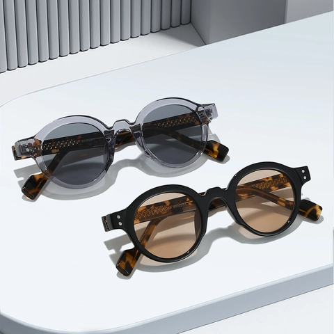 Gafas De Sol Redondas Retro Montura TR90 Protección UV400 Vintage Minimalista Color De Contraste Para Hombres Y Mujeres