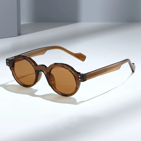 Gafas De Sol Redondas Retro Montura TR90 Protección UV400 Borde Ondulado Circular Decoración De Remaches Moda Vintage Para Hombre Mujer