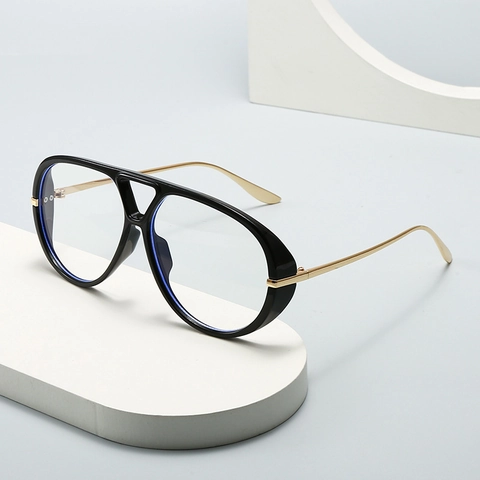 Occhiali Aviator Oversize Retrò Montatura PC Aste In Metallo Protezione Luce Blu Occhiali Moda Vintage Donna Uomo