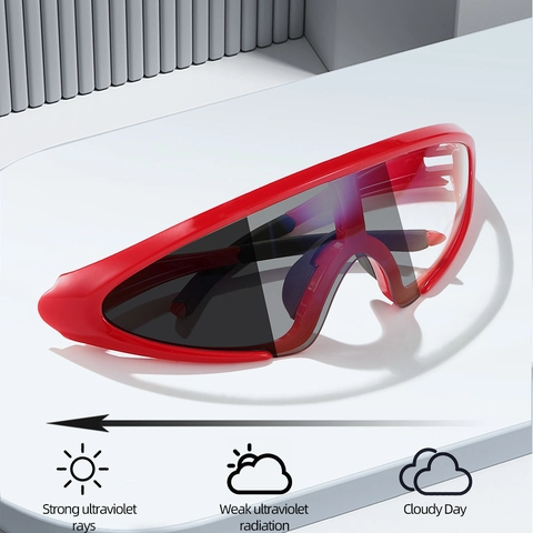 Gafas De Sol Deportivas Fotocromáticas Montura PC Ciclismo UV400 Cortavientos Lente Grande Unisex Correr Esquí