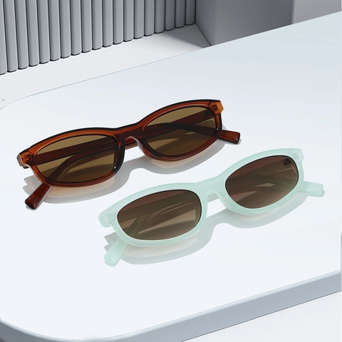 Lunettes De Soleil Ovales Rétro Monture PC Protection UV400 Style De Rue Extérieur Pour Hommes Femmes
