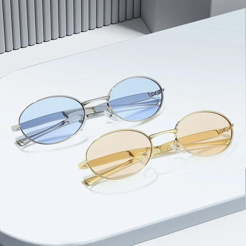 Retro Oval Sunglasses Metal Frame AC Lenses UV400 Protection Small Frame Fashion Trendy Minimalist Eyewear For Men Women