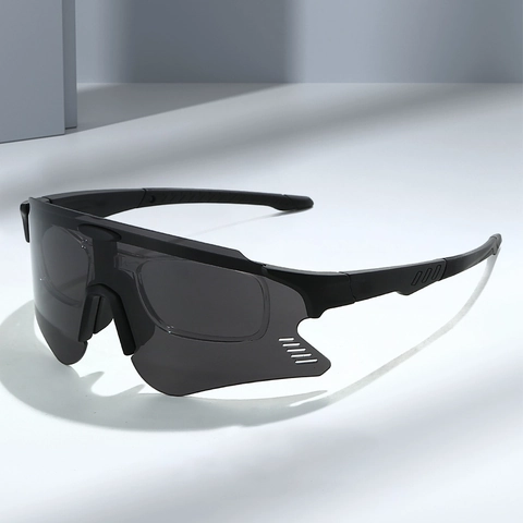 Gafas De Sol Deportivas Aviador Sin Montura UV400 A Prueba De Viento Ciclismo Senderismo Montura PC Lente AC Miopía