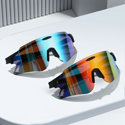 Gafas De Sol Deportivas Aviador Sin Montura UV400 A Prueba De Viento Ciclismo Senderismo Montura PC Lente AC Miopía