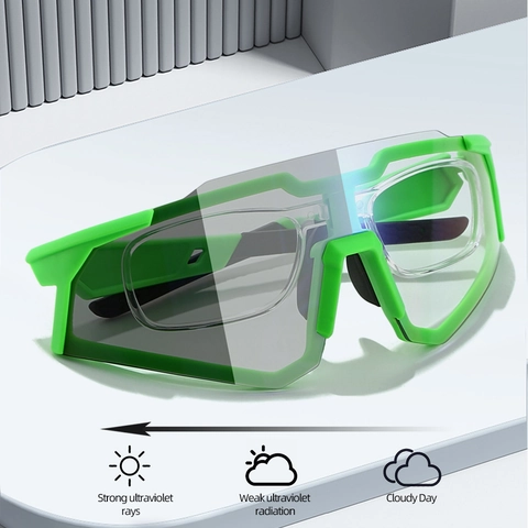 Occhiali Da Sole Sportivi Fotocromatici Montatura PC Protezione UV400 Antivento Ciclismo Con Inserto Per Miopia RX