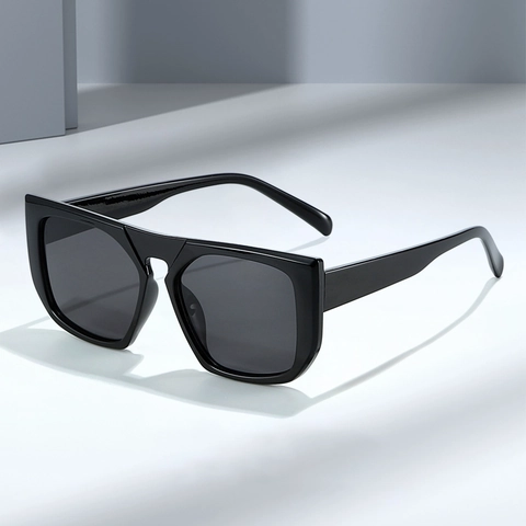 Lunettes De Soleil Carrées Grand Cadre PC AC Lentilles Protection UV400 Rétro Mode Surdimensionnées Unisexe