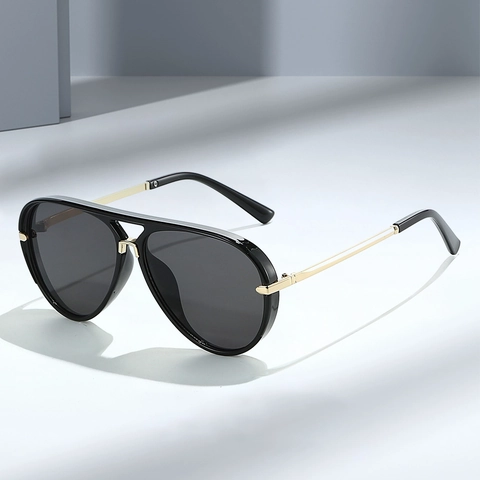 Occhiali Da Sole Aviator Oversize Retro Montatura PC Metallo Protezione UV400 Per Uomini Donne