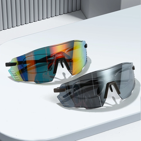 Sport Sonnenbrille PC Rahmen AC Glas UV400 Radbrille Winddicht Outdoor Laufbrille Myopie Rahmen Unterstützung Unisex