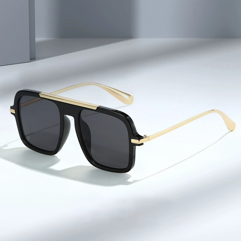 Gafas De Sol Cuadradas Oversize Vintage Protección UV400 Moda Retro Unisex Montura PC Lente AC Decoración Metal