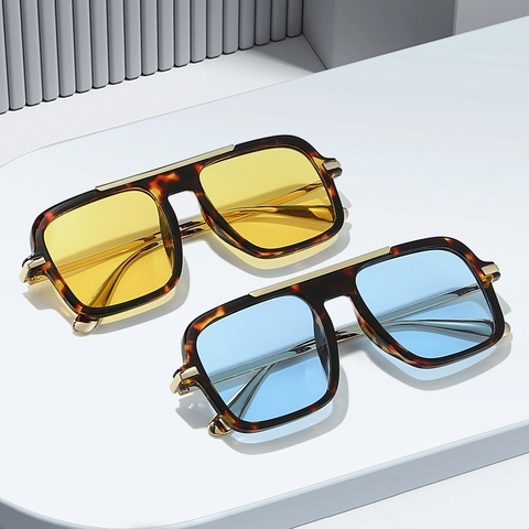 Gafas De Sol Cuadradas Oversize Vintage Protección UV400 Moda Retro Unisex Montura PC Lente AC Decoración Metal