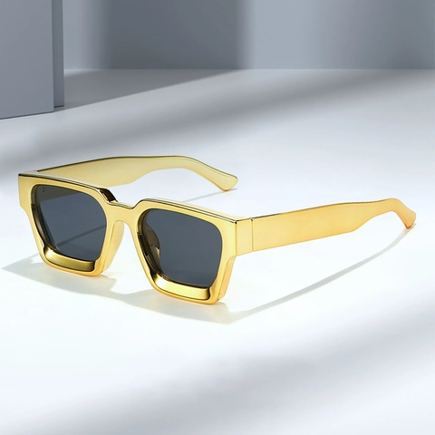Square Sunglasses PC Electroplated Frame AC Lens UV400 Protection Retro Fashion Rectangular Thick Frame Outdoor Party