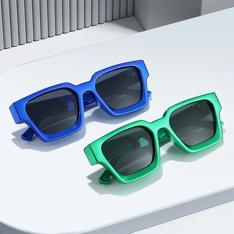 Square Sunglasses PC Electroplated Frame AC Lens UV400 Protection Retro Fashion Rectangular Thick Frame Outdoor Party