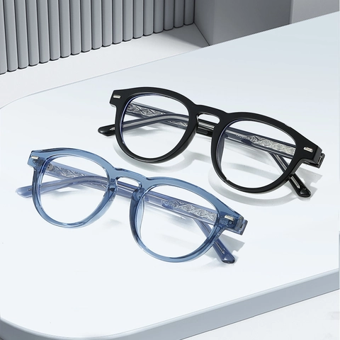 Occhiali Ottici TR90 Tondi Retrò Anti Luce Blu Leggeri Moda Montatura Lenti Trasparenti Unisex