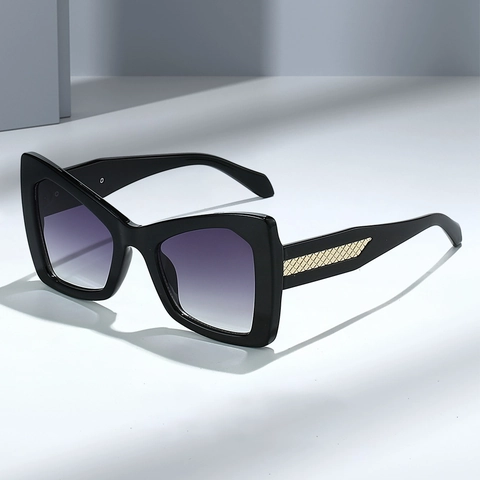 Occhiali Da Sole Oversize A Farfalla Cat Eye Protezione UV400 Lenti Sfumate Con Decorazione In Metallo Telaio PC