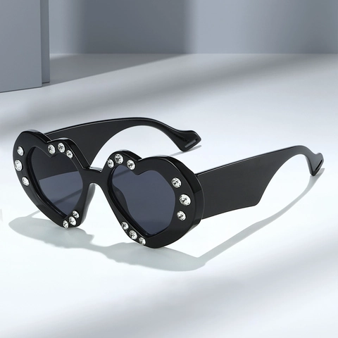 Occhiali Da Sole A Forma Di Cuore Con Strass Protezione UV400 Occhiali Oversize Per Feste Accessorio Di Moda Per Donna Uomo