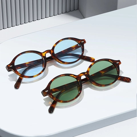 Classic Round Sunglasses Retro UV400 Protection Fashion PC Frame AC Lens Trendy Rivet Eyewear For Unisex