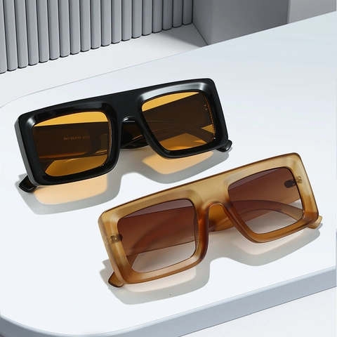 Gafas De Sol Cuadradas Vintage Montura PC Lente AC Protección UV400 Retro Sobredimensionadas Rectangulares Moda Unisex