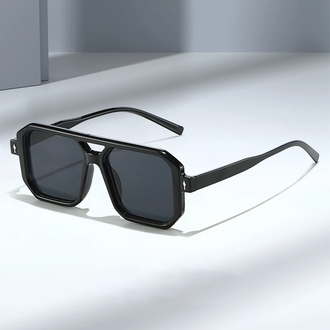Square Sunglasses Vintage Double Bridge PC Frame UV400 Protection Metal Arrow Decoration Fashion Unisex