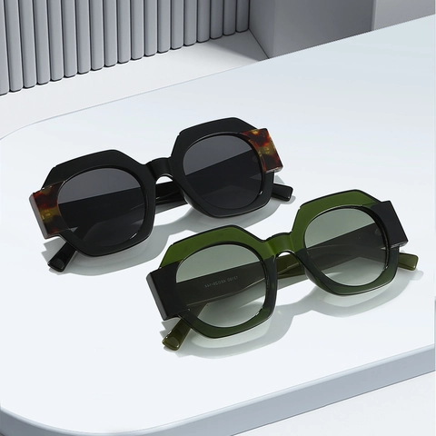 Geometrische Polygon Sonnenbrille Retro Dicker Rahmen UV400 Schutz PC Material Trendy Designer Brillen Für Damen Herren